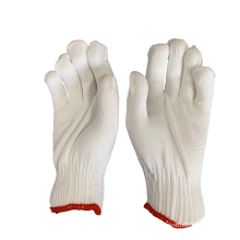 Wholesale natural white knitted work gloves durable nylon thread safety gloves